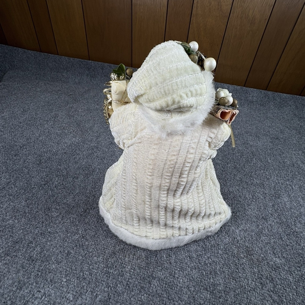 Vintage Y2K Santa Claus Christmas Figure or Tree Topper 12 White Gold Bells 90s - Picture 7 of 11